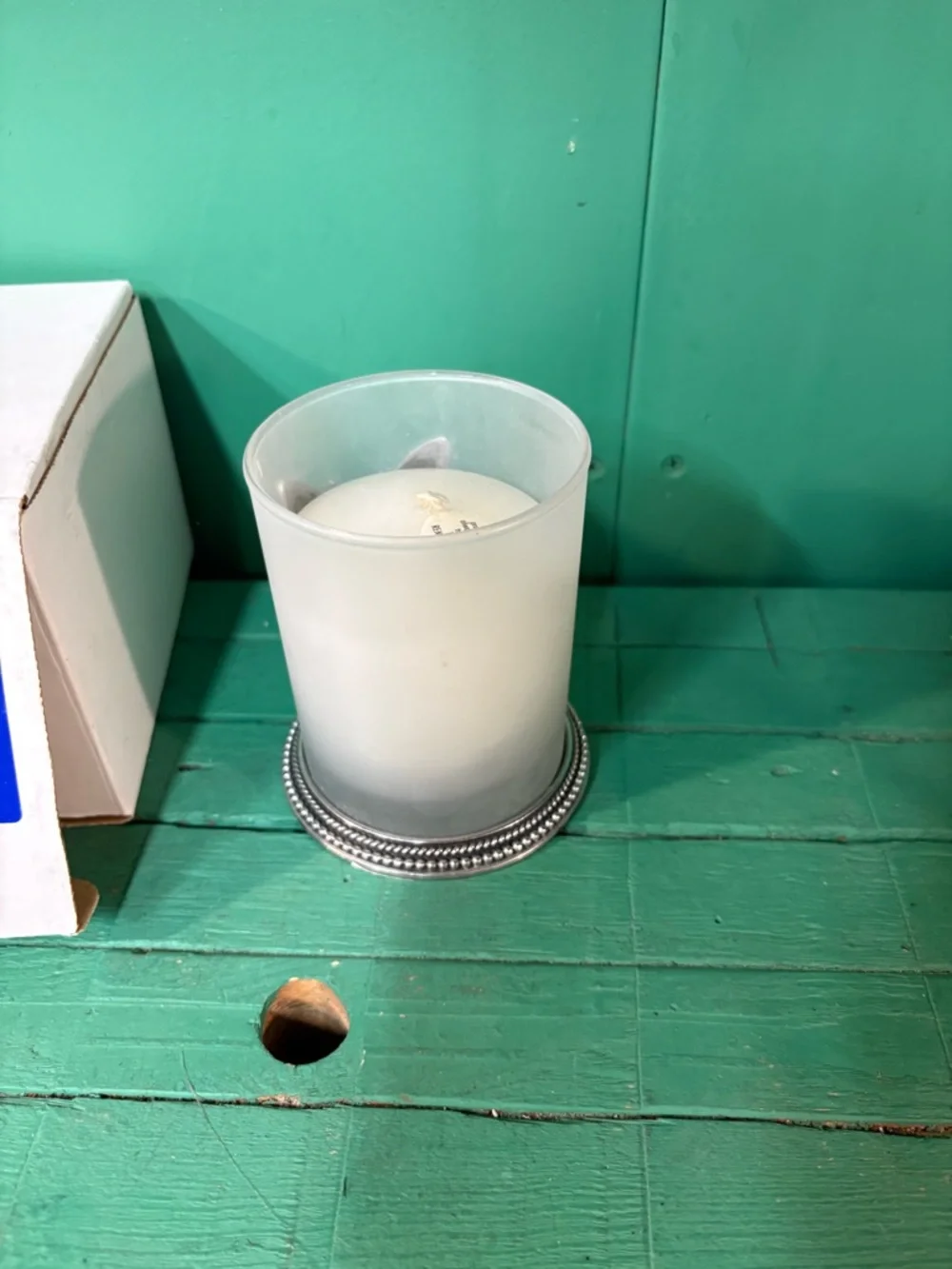 Heritage Frosted Glass Butterfly Candle Holder - White & Silver